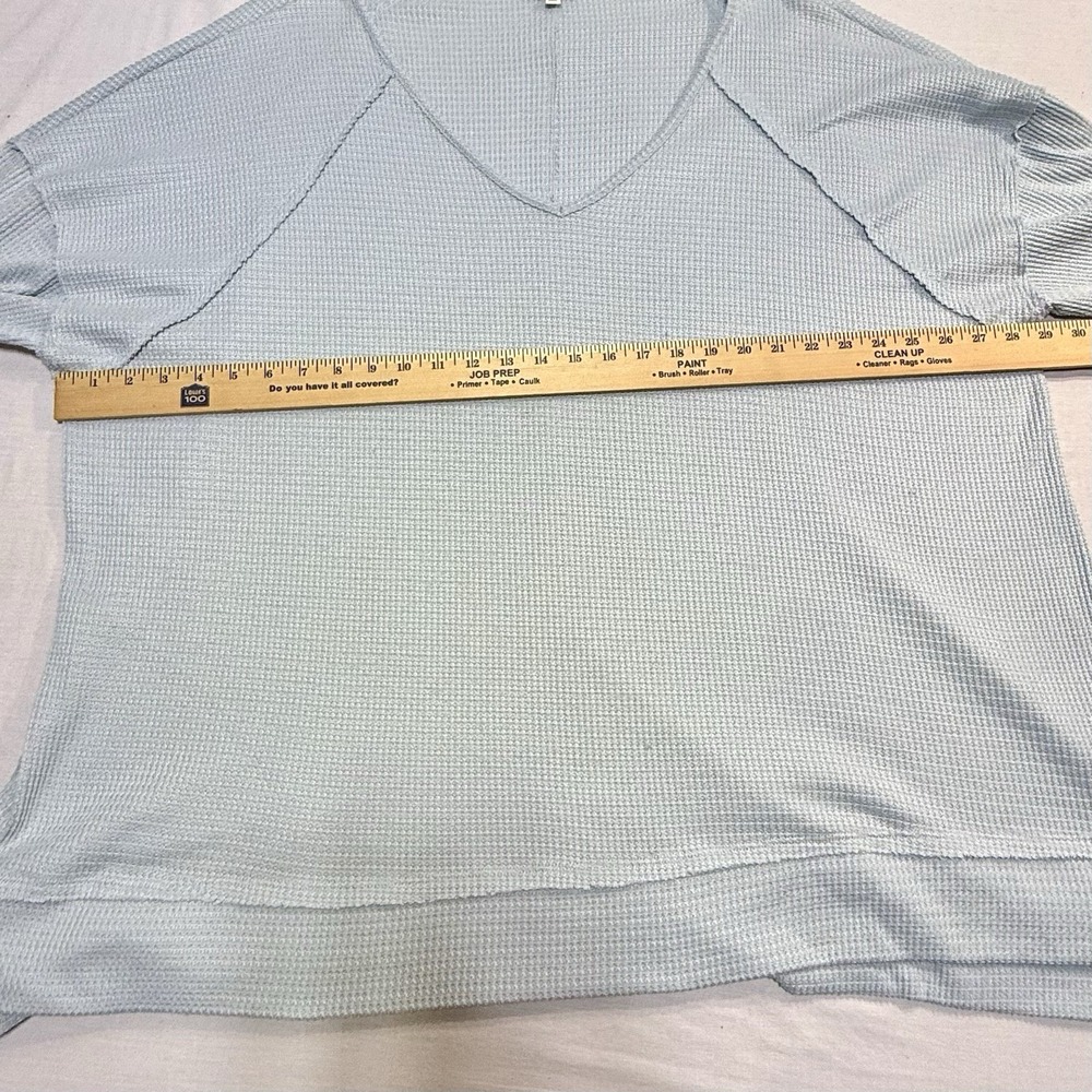 Wonderly Studio Women's 3X Top Caro Blue Raw Edge Seams Soft Long Sleeve - Picture 3 of 6